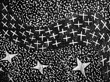 Naminapu Maymuru White (1952)Milŋiyawuy / River of Stars (detail), 2022Pigments naturels sur bois© Artist & Buku-Larrŋgay Mulka Art CentreCrédit photo : Vincent Girier Dufournier