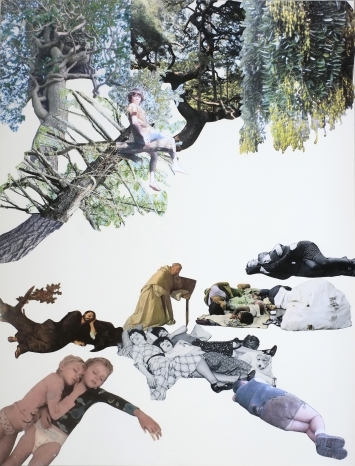 Bildcredits: Corinne Güdemann, schlafverloren, 2021, Collage, 65x50 cm. Foto: Galerie Stans