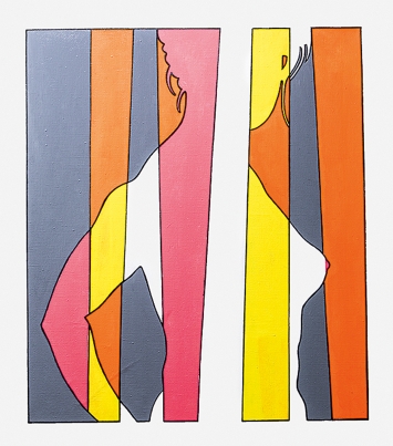 Franz Fedier · Ohne Titel, 1968, Kunstharz auf Leinwand, 100 x 88 cm, Ausstellungsansicht Haus für Kunst Uri. Foto: F.X. Brun