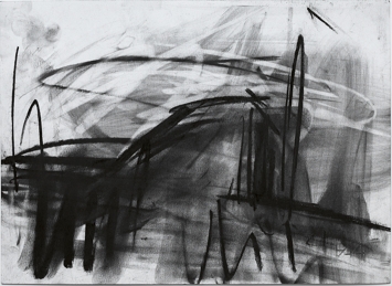 Giampaolo Russo · Tetto Castrignano, Kohle auf Papier, 24 x 33 cm