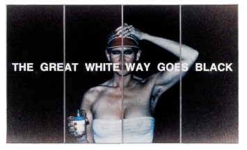 Katharina Sieverding, The Great White Way Goes Black, 1977/97Color photograph, acrylic, steelSammlung Migros Museum für Gegenwartskunst